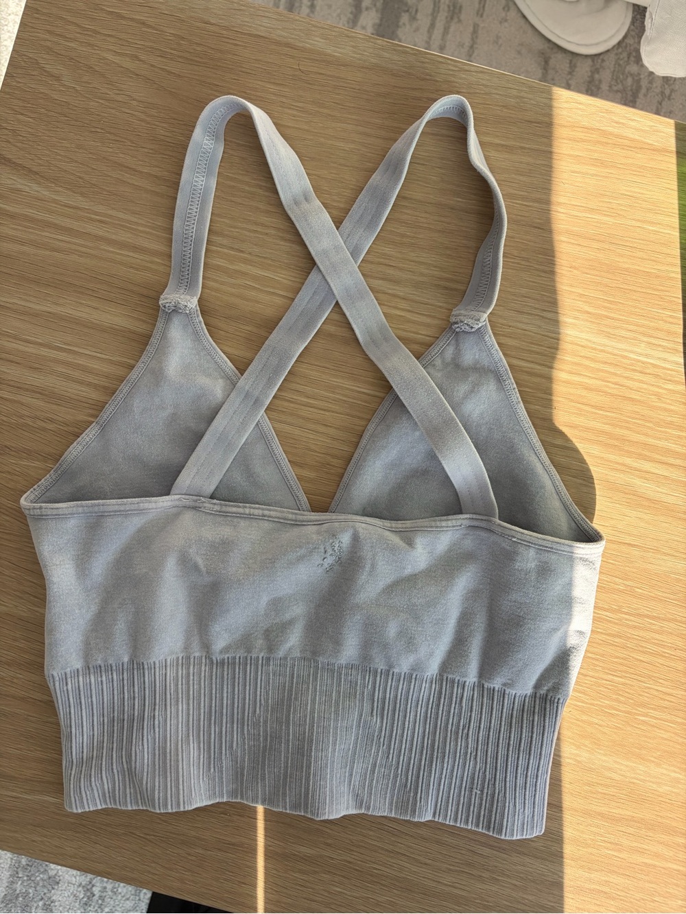 FP Movement by Free People Light Gray Ribbed Hem V-Neck Bralette Tank - Picture 2 of 2